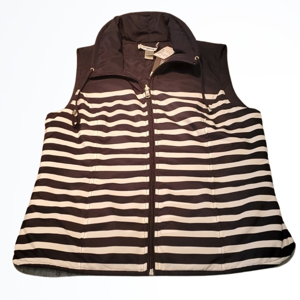 Christopher & Banks Blue White Striped Outdoor Vest Size M Bust 39 Inches